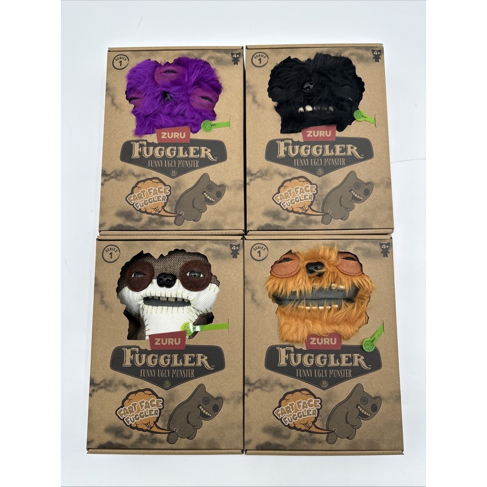 Lot 4 Fuggler Fart‎ Face 9 inch Soft Plush Funny Ugly Monster Stuffed Animal NEW